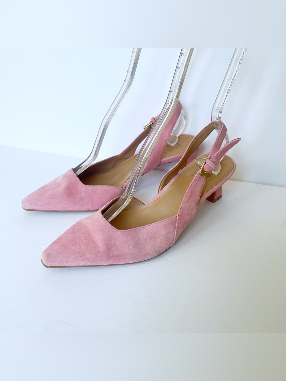Naturalizer Dalary Pink Suede Pointed Slingback Block Heels 7.5 Feminine Girl